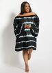Trendy Plus Size Tie Dye Off The Shoulder Flare Sleeve Cover Up Dress image number 0