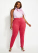 Pink Belted Faux Suede Skinny Pant, Cerise image number 2