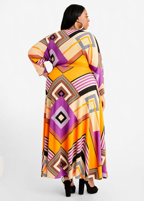 Geo Stripe Dolman Sleeve Dress, Multi image number 1