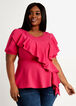 Plus Size Ruffle Peplum Puff Elbow Sleeve Pretty Comfy Knit Top image number 0