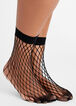 Black large weave Fishnet Ankle socks, Black image number 0