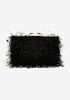 Feathered Boxed Clutch, Black image number 0