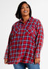 Plaid Cargo Pocket Button Up Top, Red image number 2