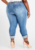 Scarf Belt Roll Cuff Skinny Jean, Medium Blue image number 1
