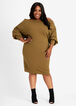Off The Shoulder Bodycon Dress, Military Olive image number 0