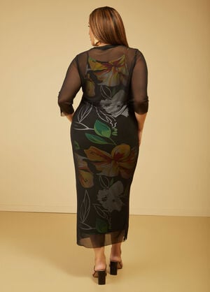 Layered Floral Maxi Dress, Black Combo image number 1