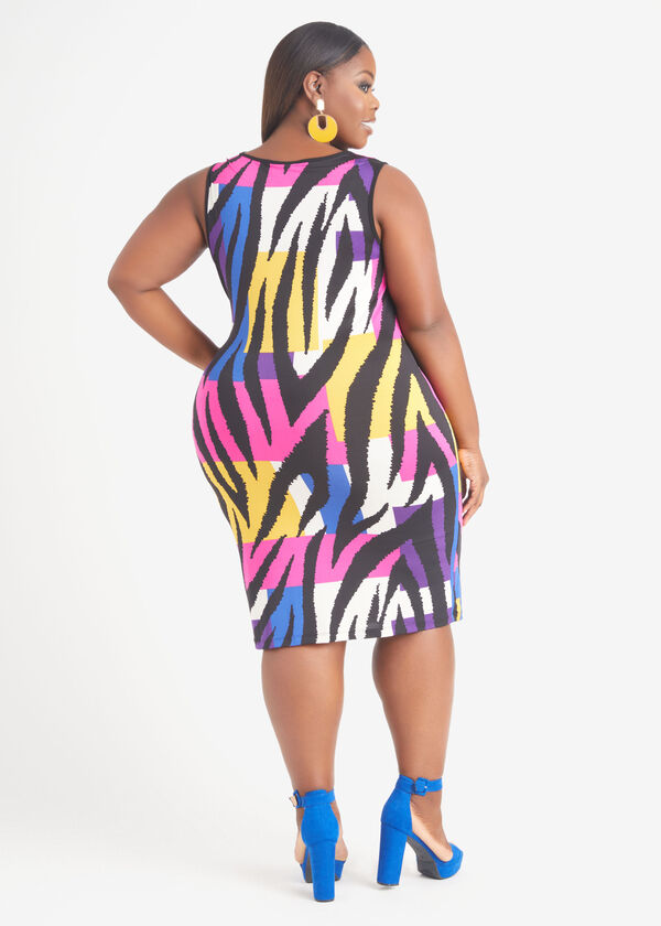 Cowl Neck Printed Midi Dress, Multi image number 1