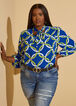 Chain Link Print Tie Neck Blouse, Surf The Web image number 2