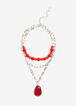 Layered Bead & Pendant Necklace, Tango Red image number 0