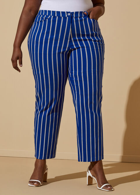 Pinstriped Power Twill Trousers, Cobalt image number 2
