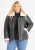 Levi Faux Leather Puffer Jacket, Black image number 2