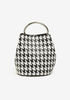 Houndstooth Faux Leather Bucket Bag, Black Combo image number 0