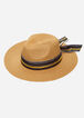 Tan Stripe Scarf Raffia Panama Hat, Natural image number 0