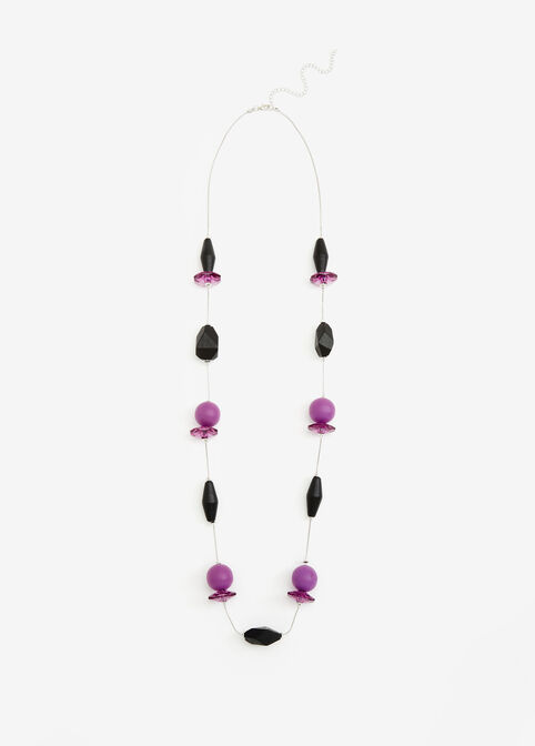 Illusion Beaded Long Necklace, Purple Magic image number 0