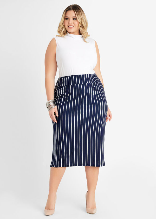 Crepe Pull On Pencil Skirt, Navy image number 2