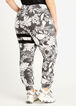Floral Knit Athleisure Joggers, Black White image number 1