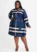 Belted Plaid A Line Shirtdress, Navy image number 0