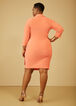 Stretch Knit Faux Wrap Dress, LIVING CORAL image number 1
