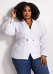 White Double Breasted Peplum Top, White image number 2