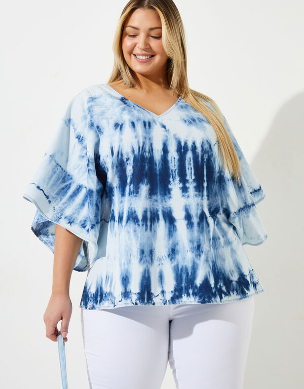Tie Dyed Chambray Tunic, Denim image number 0