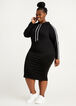 Plus Size Athleisure Sweatshirt Colorblock Stripe Hoodie Dresses image number 0