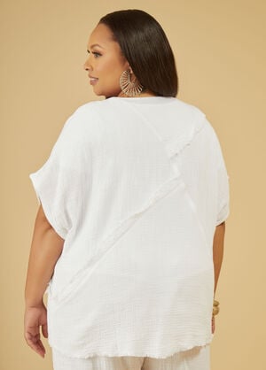 Patchwork Cotton Gauze Top, White image number 1