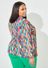 Tie Neck Abstract Print Blouse, Multi image number 1
