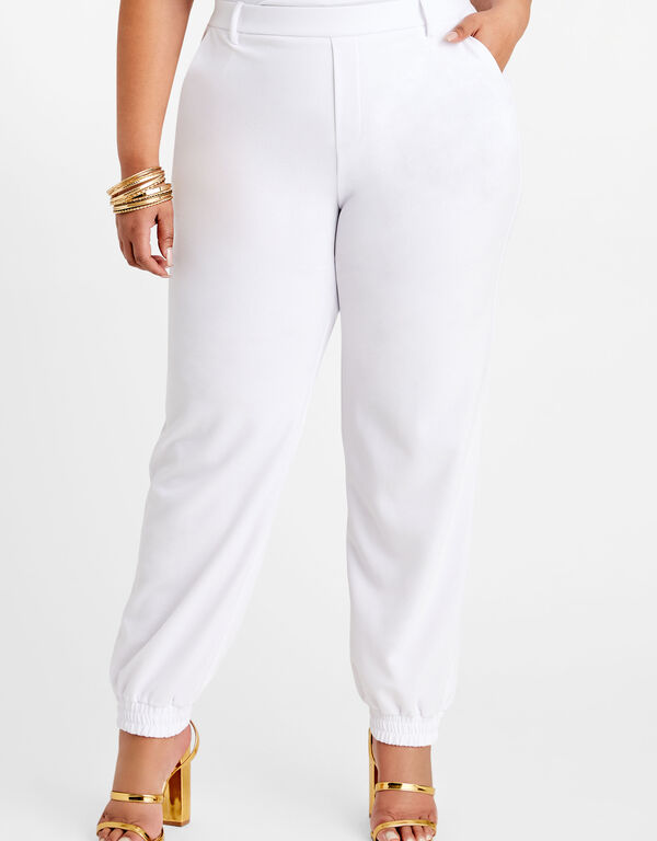 Crepe High Waist Pull On Joggers, White image number 0