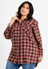 Red Plaid Cotton Button Up Top, Red image number 2