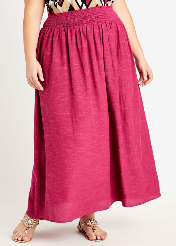 Smocked Waist Maxi Skirt, Sangria image number 0