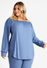 Cozy Lounge Off The Shoulder Tunic, Blue image number 0