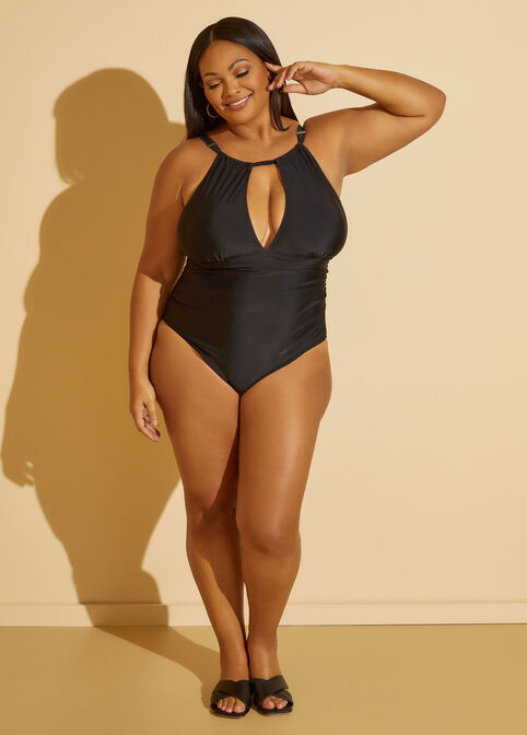 Simply Fit Cutout Swimsuit, Black image number 3