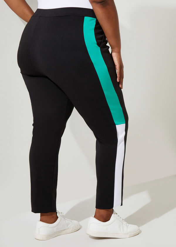 Colorblock Stretch Knit Pants, Mint Green image number 1