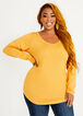 Plus Size Basic Stretch Knit Solid Fitted Scoop Neck Long Sleeve Tee image number 0