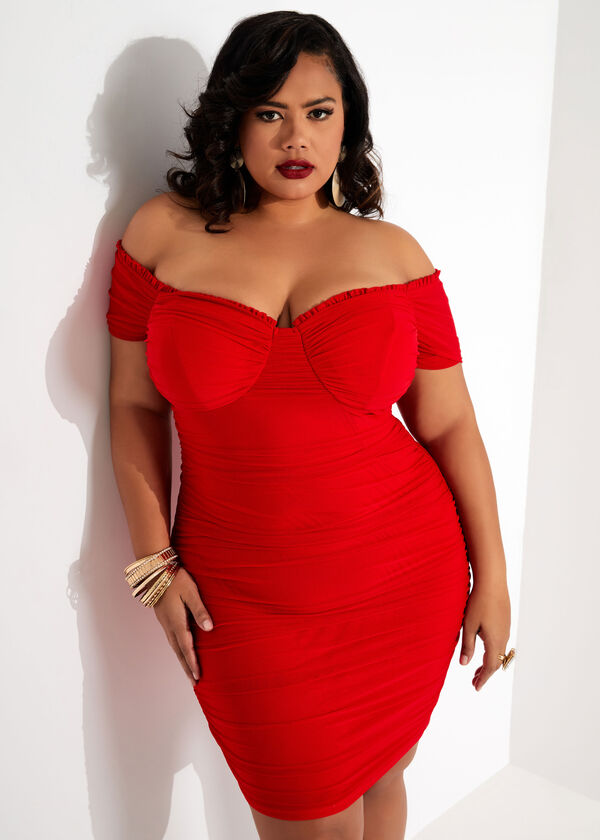 The Carina Bodycon Dress, Red image number 2