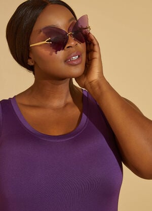Butterfly Rimless Tinted Sunglasses, Purple image number 0