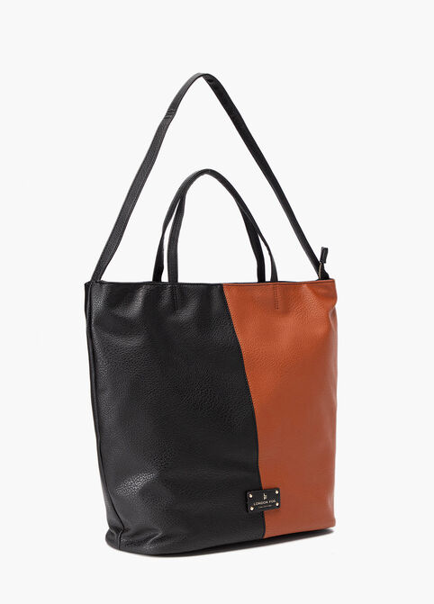London Fog Laura Faux Leather Tote, Black Combo image number 5