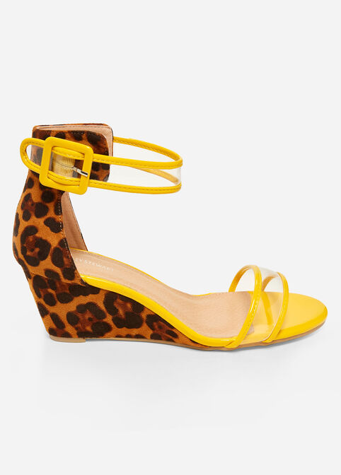 Clear Ankle Strap Wedge Sandal, Yellow image number 2