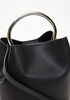 Top Ring Faux Leather Bucket Bag, Black image number 2