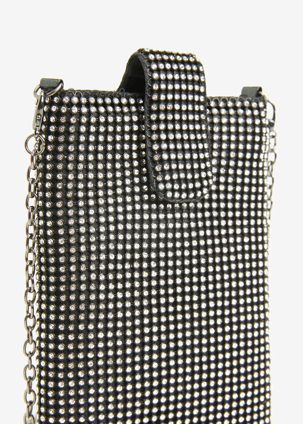 Crystal Embellished Phone Bag, Black image number 2