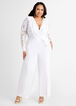 Belted Lace & Scuba Jumpsuit, White image number 0