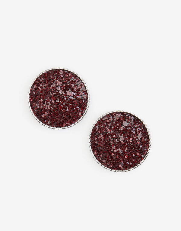 Glittered Disc Clip On Earrings, Burgundy image number 0