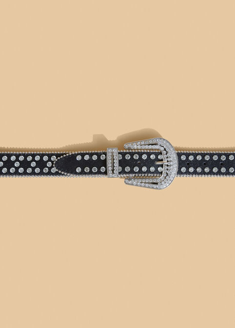 Embellished Glittered Waist Belt, Black image number 1