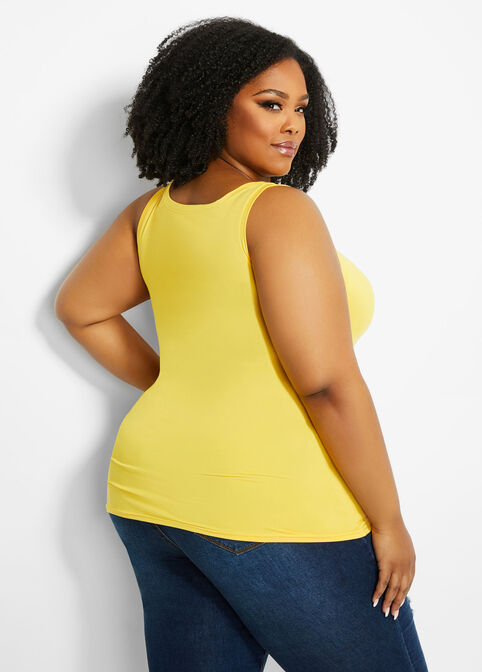 Fitted Scoop Neck Tank, Amber Yellow image number 1