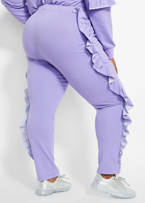 Lilac Knit Ruffled Active Pant, Viola image number 1