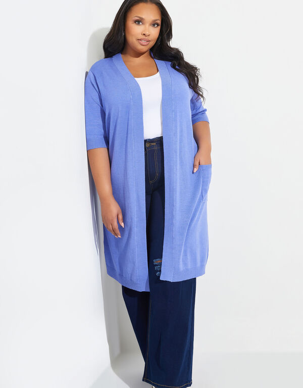 Short Sleeved Knit Duster, Very Peri image number 0
