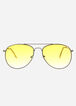 Yellow Metal Aviator Sunglasses, Silver image number 0