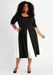 Colorblock Elbow Sleeve Knit Dress, Black Combo image number 0