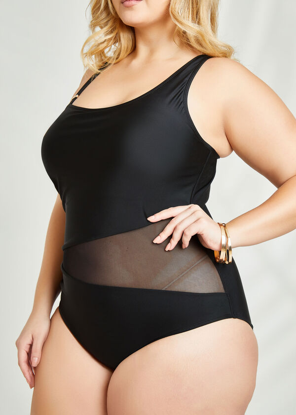 Nicole Miller Panel Swimsuit, Black image number 2