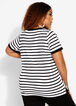 Pearl Striped Short Sleeve Sweater, Black White image number 1
